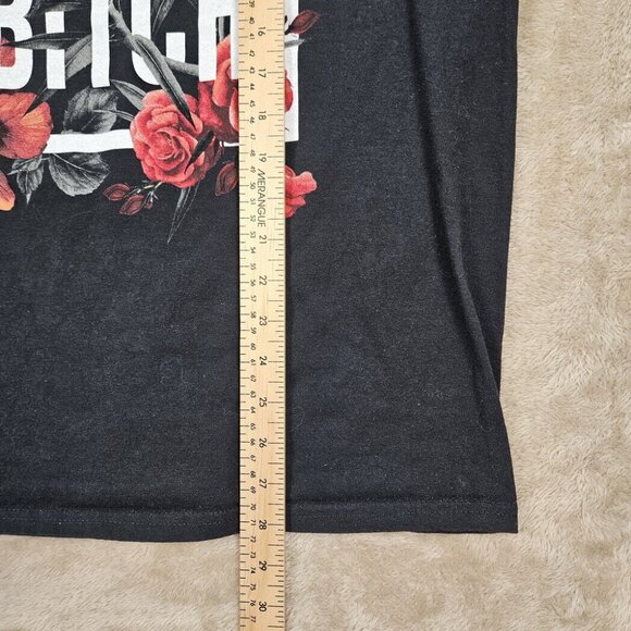 Spencers T-Shirt Men's Size L Black Floral Chill Vibes Only Long Sleeve Graphics - Picture 4 of 10